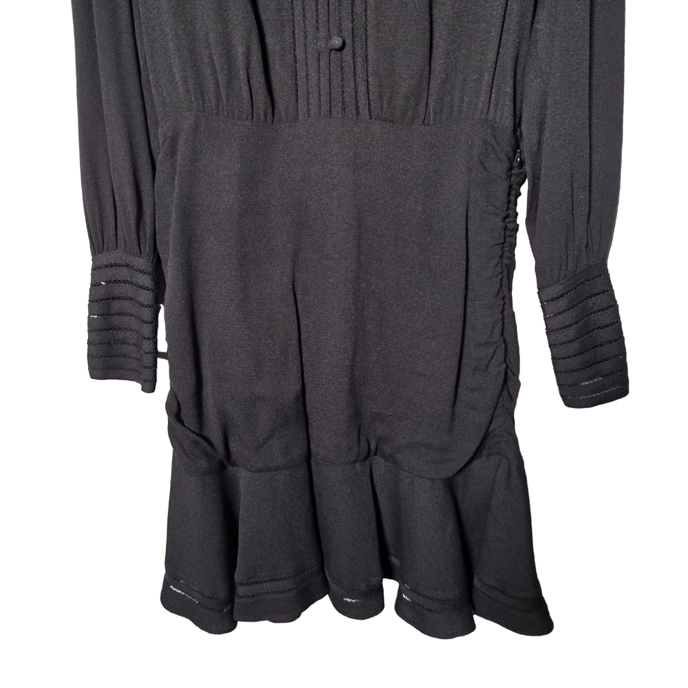 Veronica Beard Jasper Button-front Short Dress Lattice Border In Black Sz 2 (XS) - Picture 11 of 16